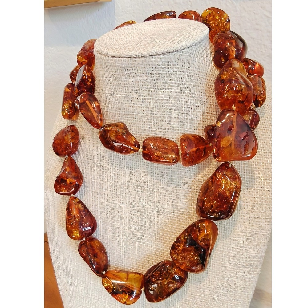 Chunky High Grade Baltic Amber Necklace Large 1in Beads 100g 14in Statement